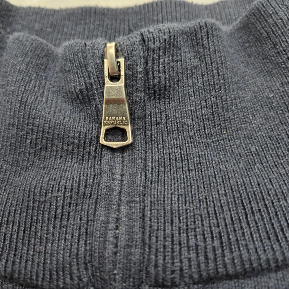 Banana Republic Mens XL Luxe Sweater Collection Quarter Zip Colorblock Navy Grey